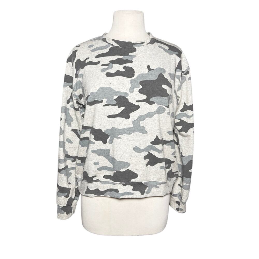 NWT ANTHROPOLOGIE SUNDRY Women’s Gray Camo Long Sleeve Knit Top